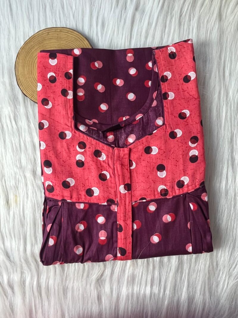 Cotton Feeding Nighty With Two Side Vertical Zip and Single Centre Zip