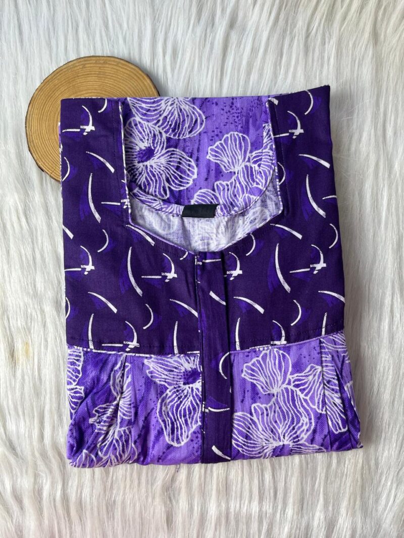 Cotton Feeding Nighty With Two Side Vertical Zip and Single Centre Zip