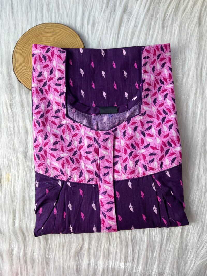 Cotton Feeding Nighty With Two Side Vertical Zip and Single Centre Zip