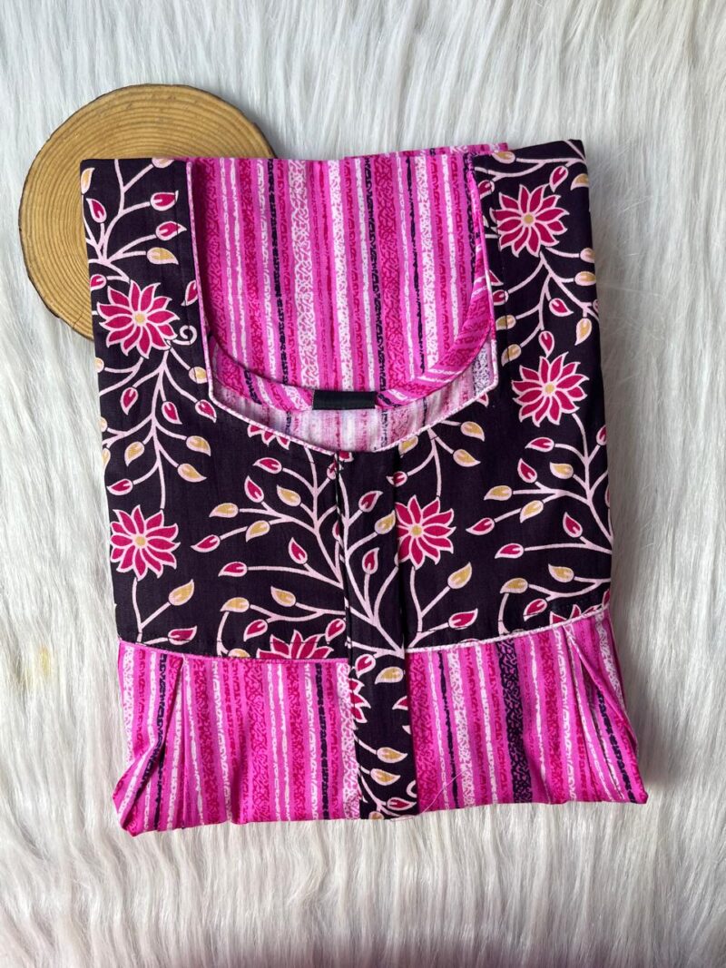 Cotton Feeding Nighty With Two Side Vertical Zip and Single Centre Zip