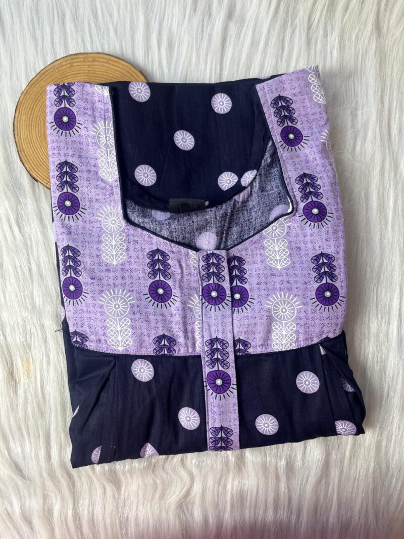 Cotton Feeding Nighty With Two Side Vertical Zip and Single Centre Zip