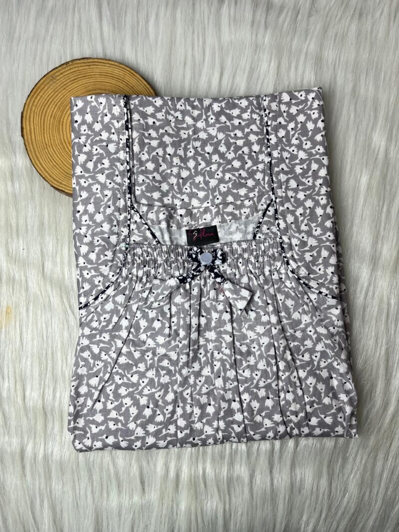 Front Elastic Pleated Nighty