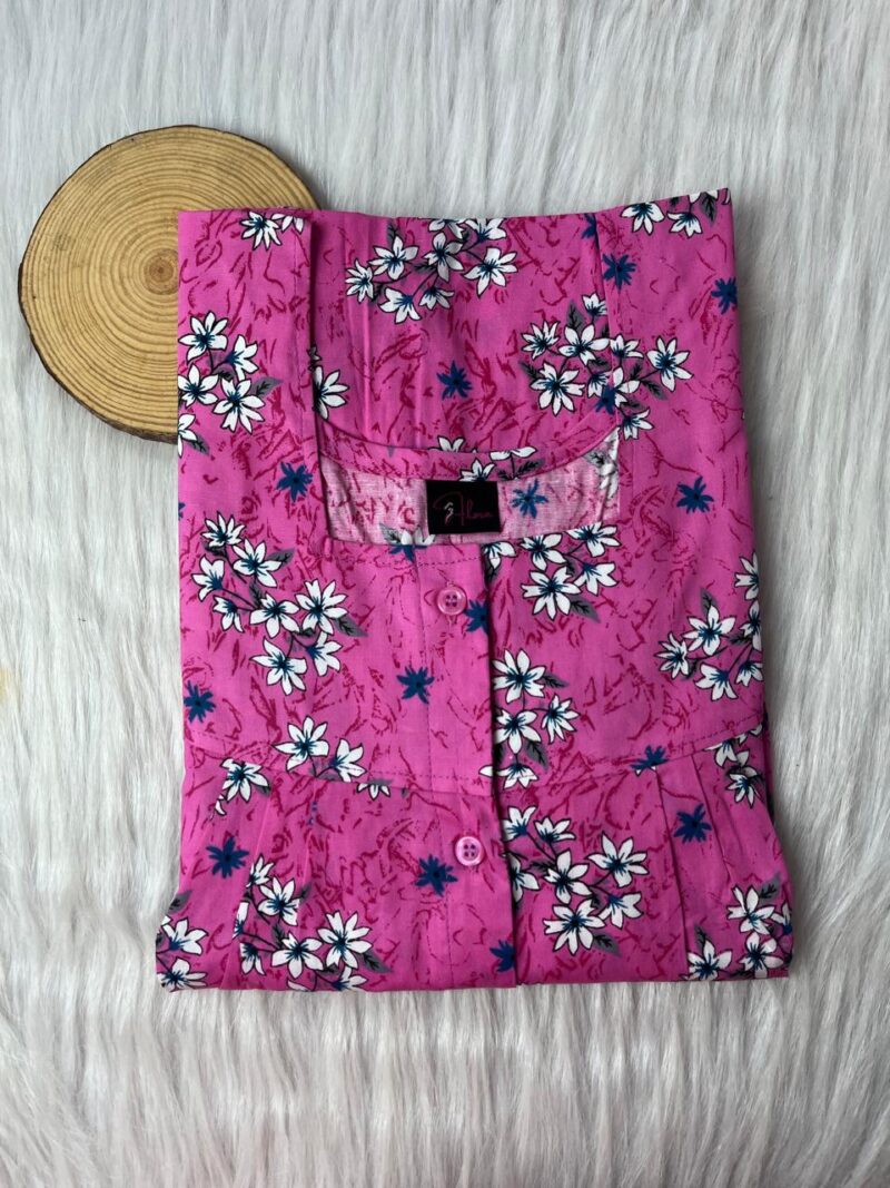 Pleated Full Open Button Nighty