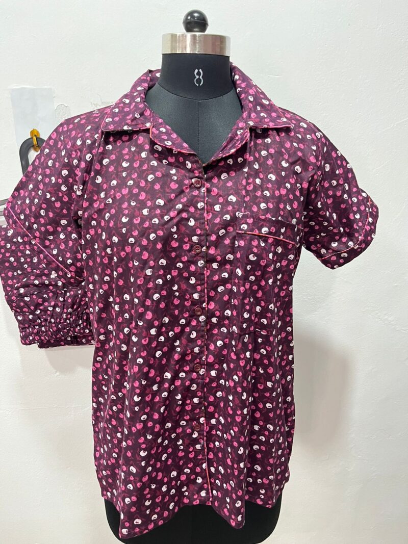 FULL OPEN BUTTON COTTON NIGHT DRESS