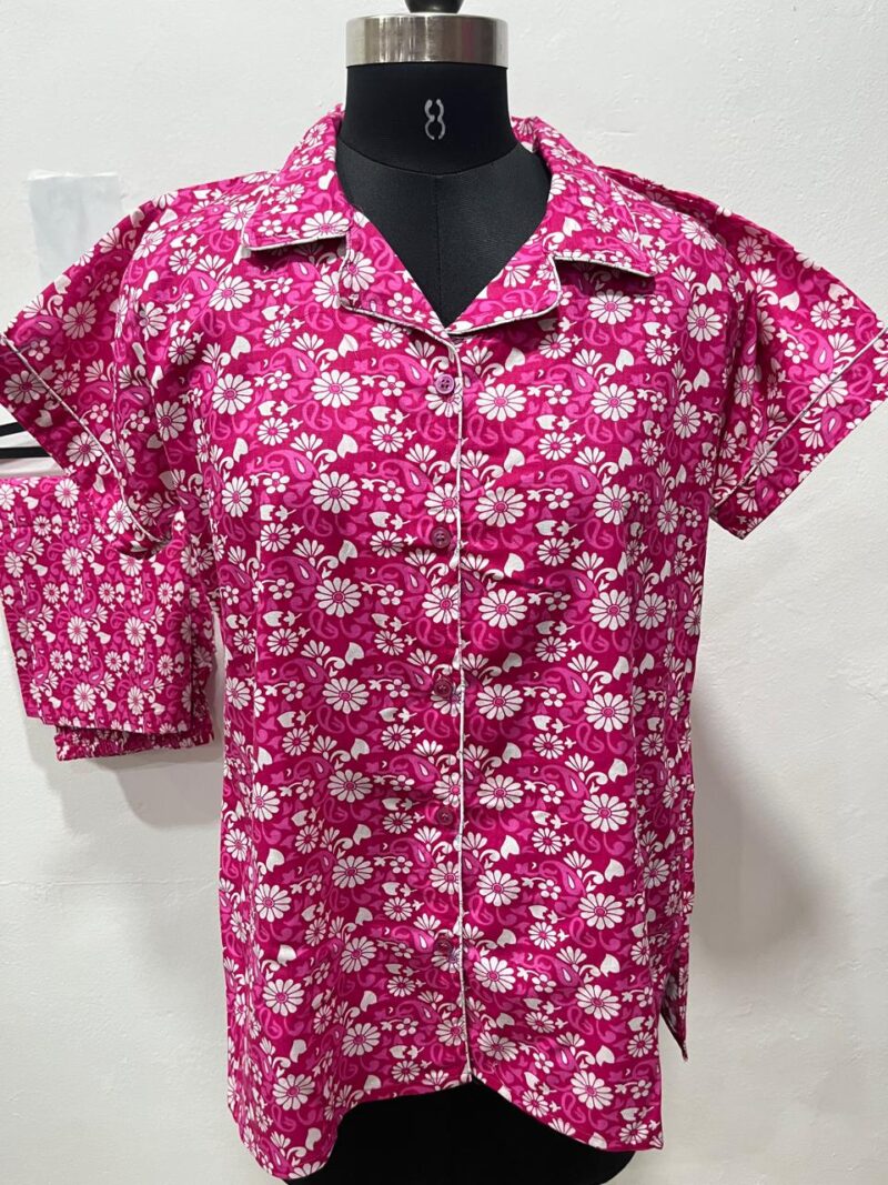 FULL OPEN BUTTON COTTON NIGHT DRESS
