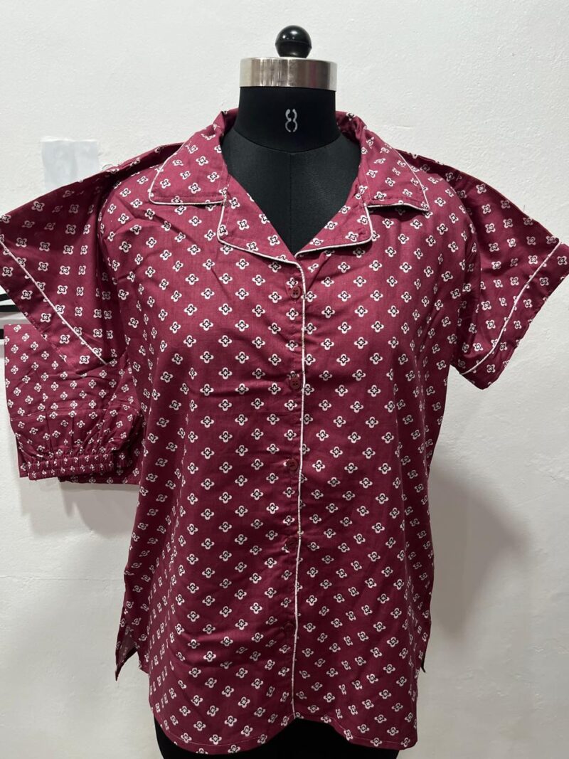 FULL OPEN BUTTON COTTON NIGHT DRESS