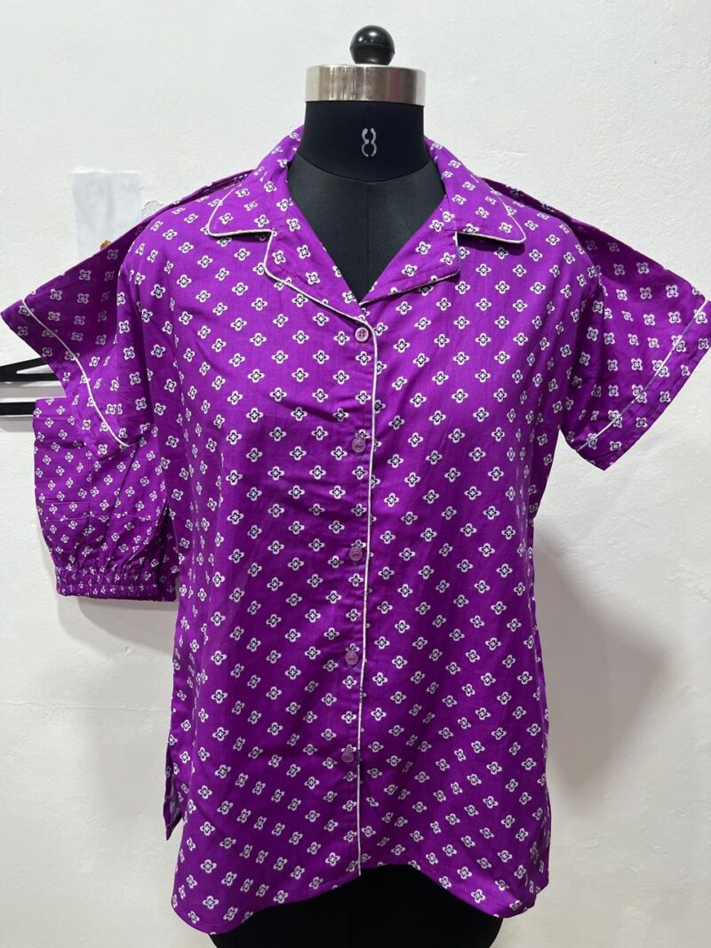 FULL OPEN BUTTON COTTON NIGHT DRESS