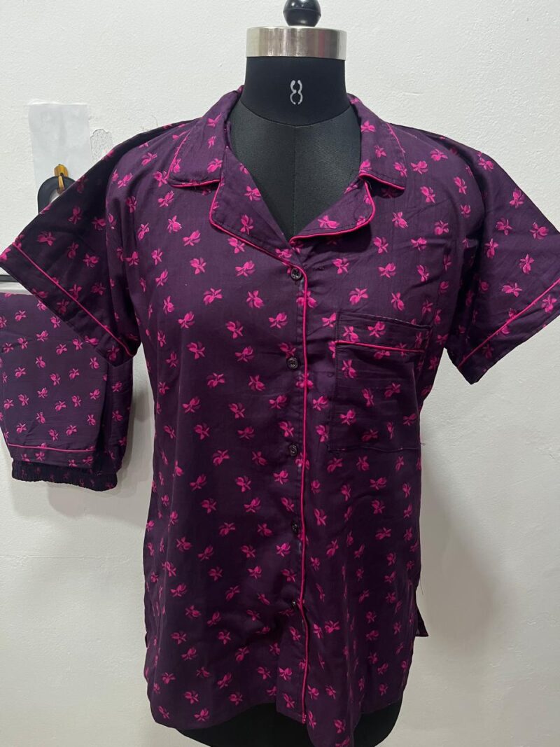 FULL OPEN BUTTON COTTON NIGHT DRESS