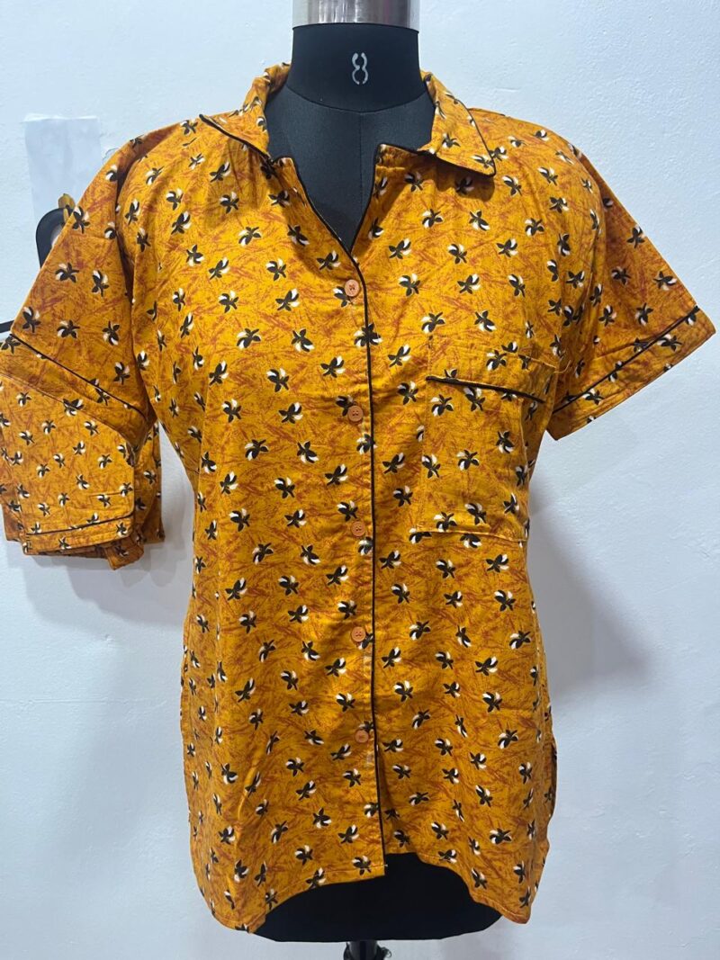 FULL OPEN BUTTON COTTON NIGHT DRESS