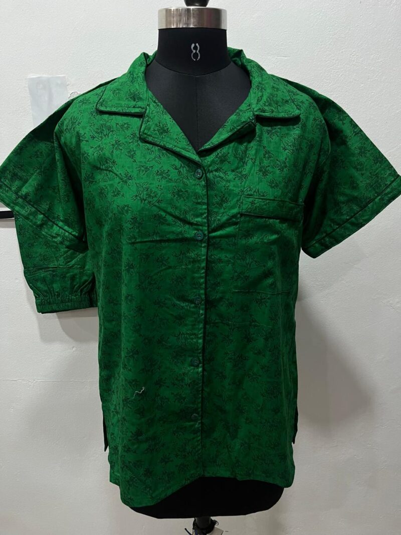 FULL OPEN BUTTON COTTON NIGHT DRESS