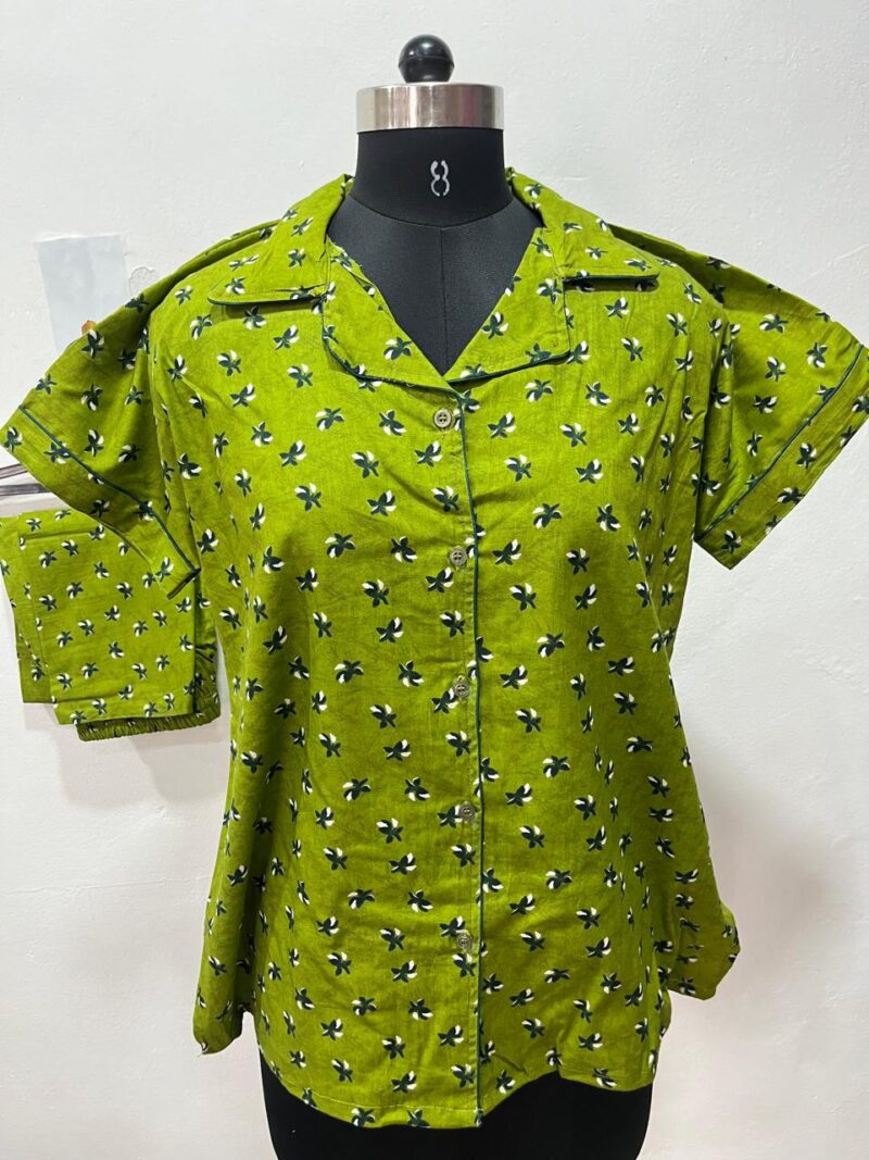 FULL OPEN BUTTON COTTON NIGHT DRESS