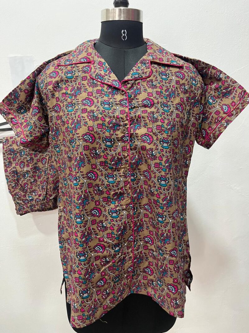 FULL OPEN BUTTON COTTON NIGHT DRESS