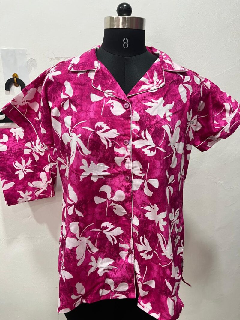 FULL OPEN BUTTON COTTON NIGHT DRESS