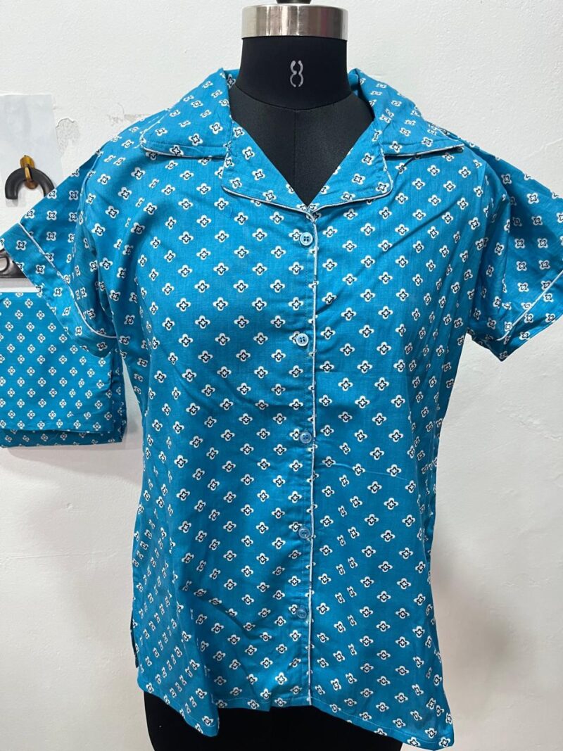 FULL OPEN BUTTON COTTON NIGHT DRESS