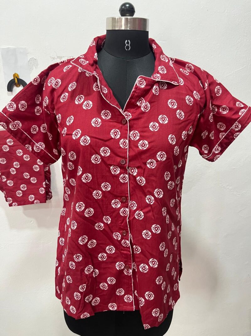 FULL OPEN BUTTON COTTON NIGHT DRESS