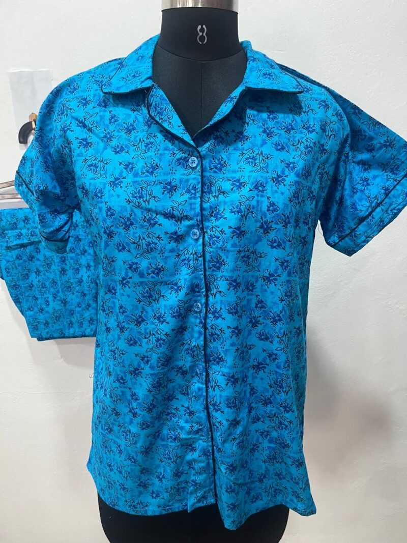 FULL OPEN BUTTON COTTON NIGHT DRESS