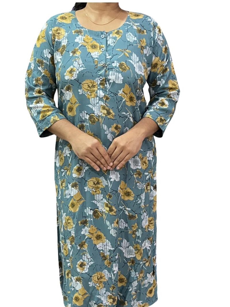 Women's Rayon Printed Side Slit Straight Kurti – Casual Wear Kurti