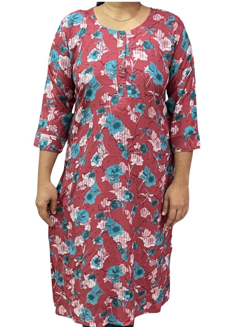 Women's Rayon Printed Side Slit Straight Kurti – Casual Wear Kurti