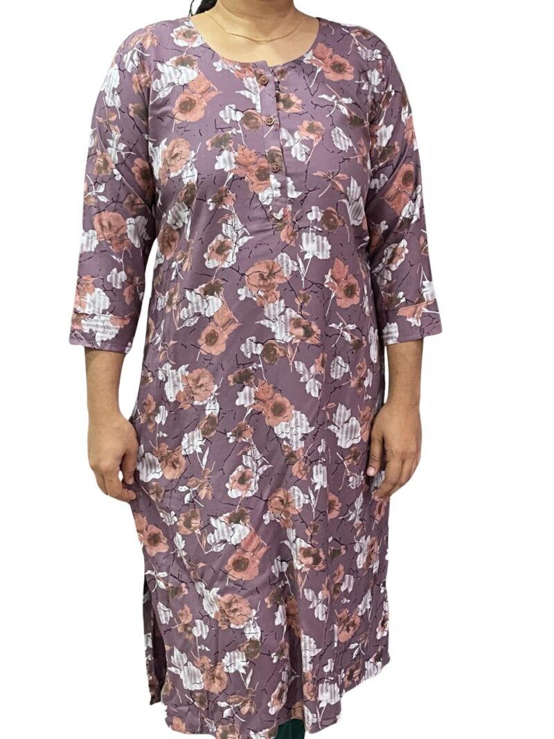 Women's Rayon Printed Side Slit Straight Kurti – Casual Wear Kurti