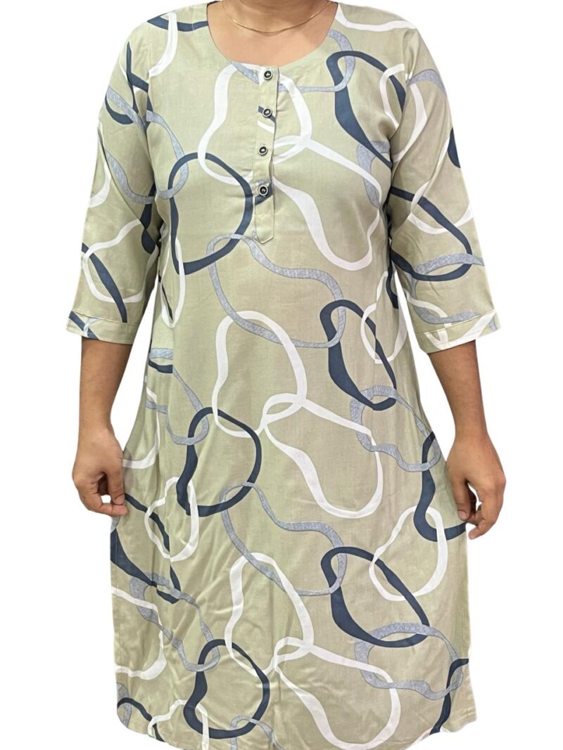 Women's Rayon Printed Side Slit Straight Kurti – Casual Wear Kurti