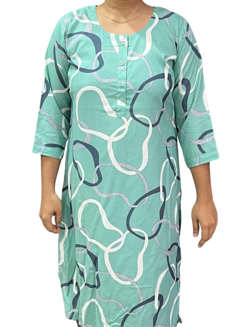 Women's Rayon Printed Side Slit Straight Kurti – Casual Wear Kurti