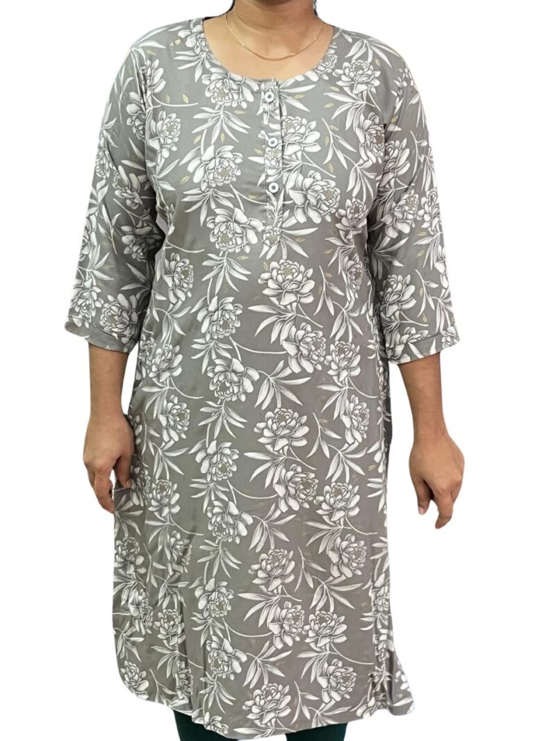 Women's Rayon Printed Side Slit Straight Kurti – Casual Wear Kurti