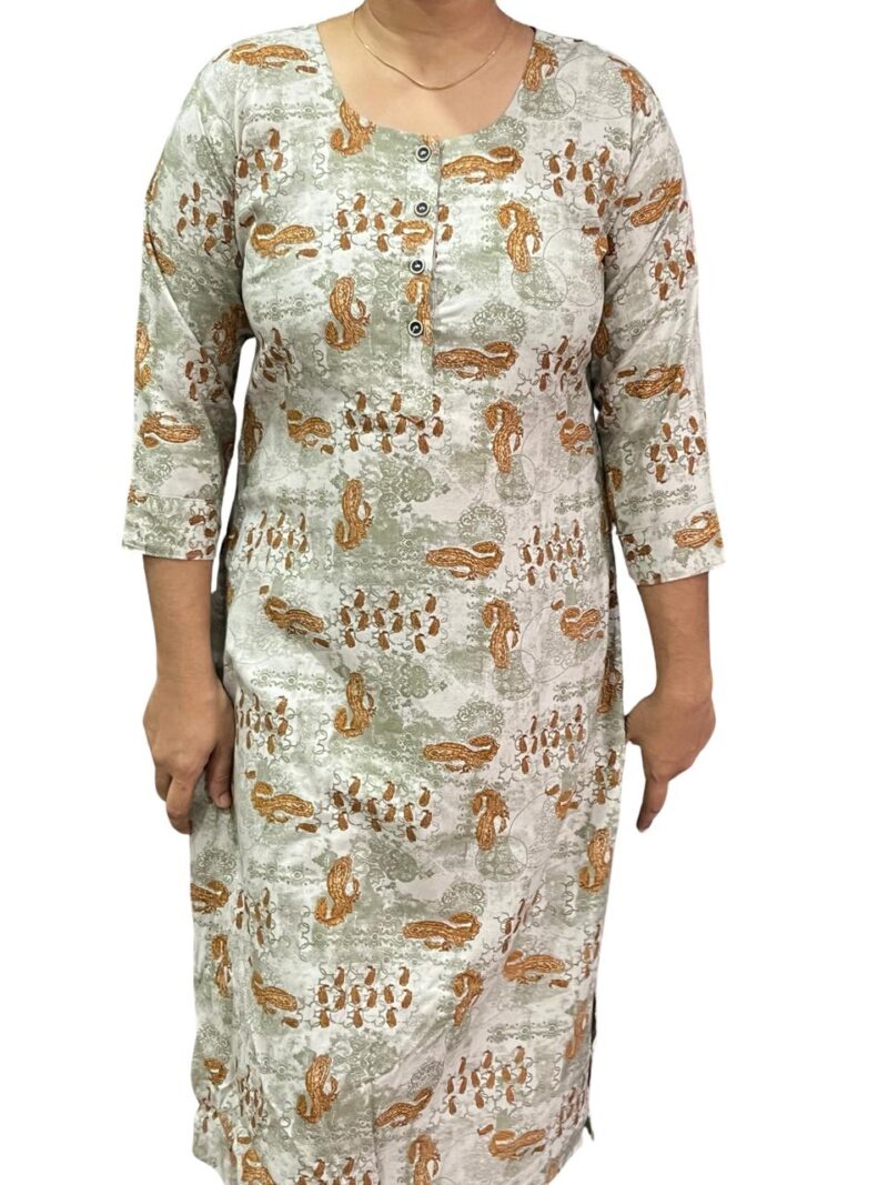 Women's Rayon Printed Side Slit Straight Kurti – Casual Wear Kurti