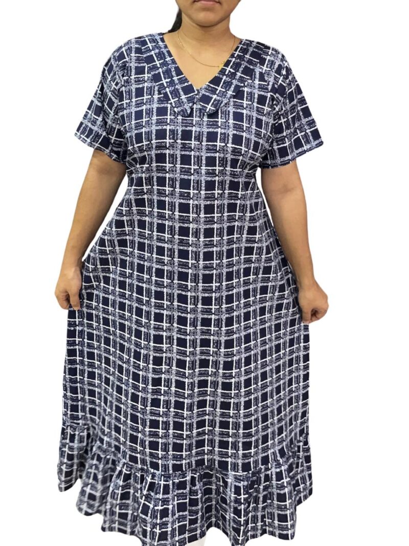 COTTON NON-FEEDING FROCK NIGHTY WITH PETER PAN COLLAR & PUFF SLEEVE