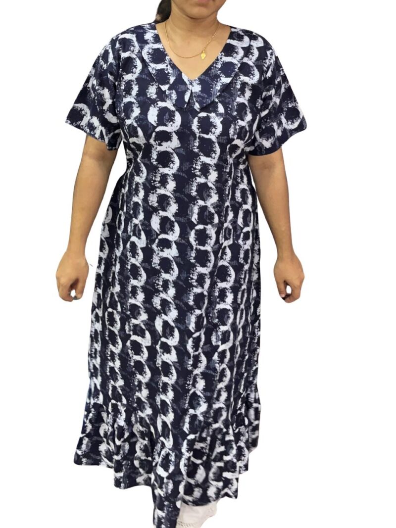 COTTON NON-FEEDING FROCK NIGHTY WITH PETER PAN COLLAR & PUFF SLEEVE