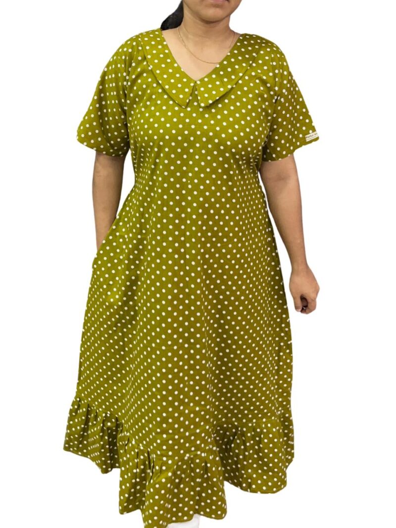 COTTON NON-FEEDING FROCK NIGHTY WITH PETER PAN COLLAR & PUFF SLEEVE