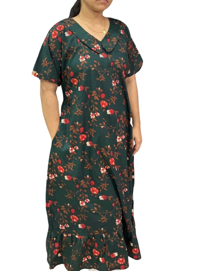 COTTON NON-FEEDING FROCK NIGHTY WITH PETER PAN COLLAR & PUFF SLEEVE