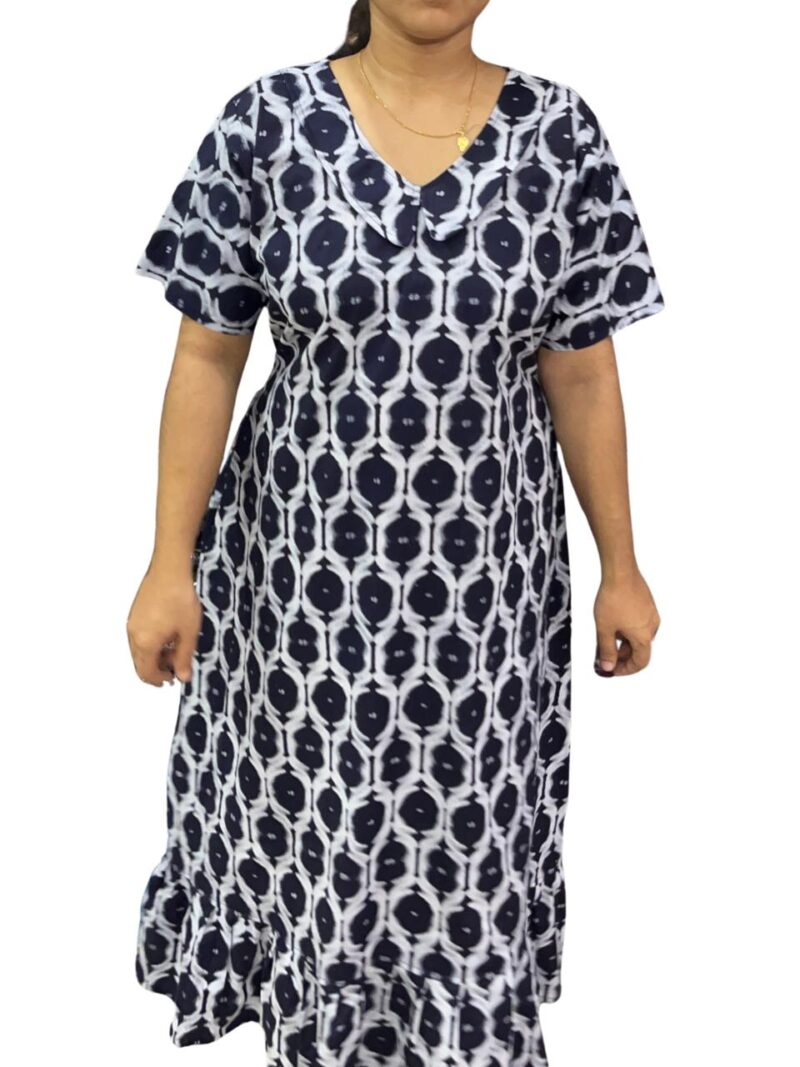 COTTON NON-FEEDING FROCK NIGHTY WITH PETER PAN COLLAR & PUFF SLEEVE