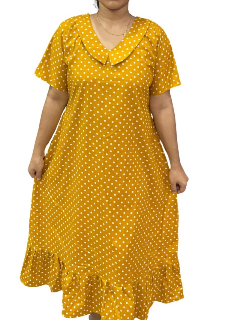 COTTON NON-FEEDING FROCK NIGHTY WITH PETER PAN COLLAR & PUFF SLEEVE