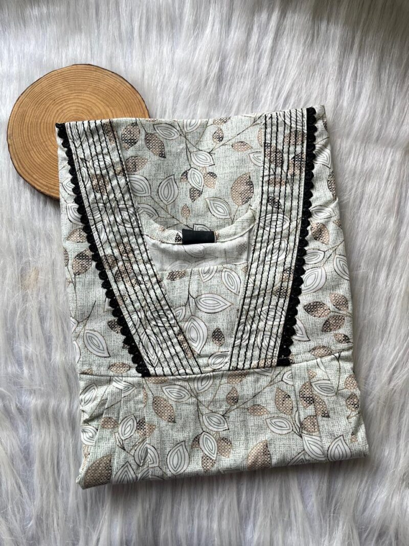 Pure Cotton V-Neck Pleated Nighty