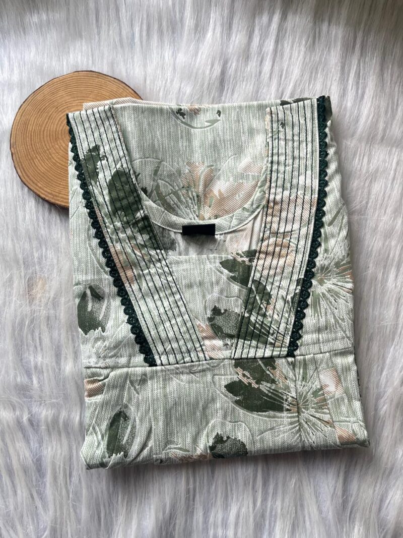 Pure Cotton V-Neck Pleated Nighty