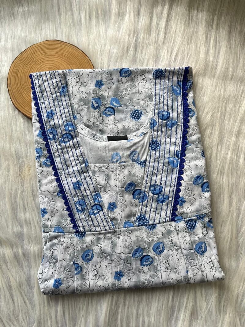 Pure Cotton V-Neck Pleated Nighty