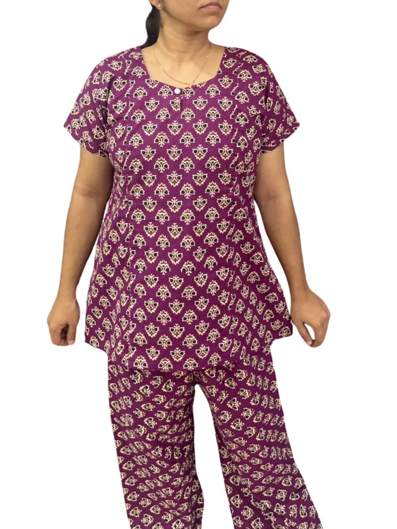 PLUS SIZE FEEDING NIGHT DRESS WITH PALAZZO PANT