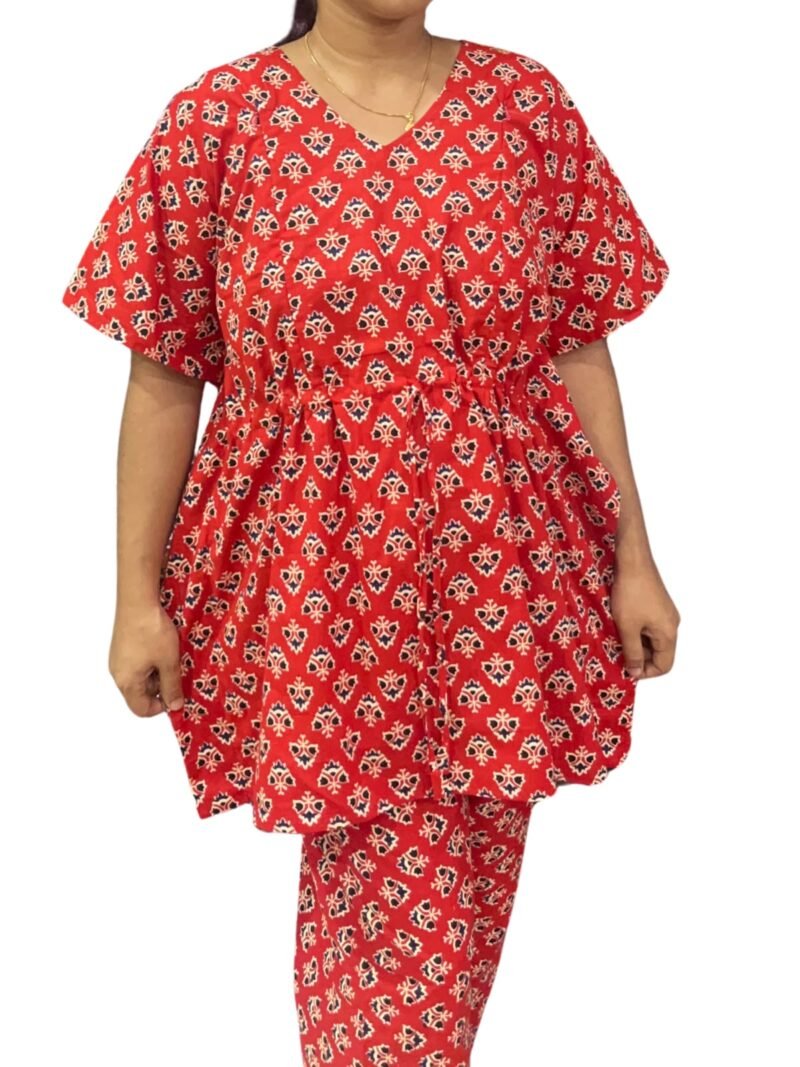 Kaftan Style Feeding  Night Dress with Adjustable Tie & Palazzo Pant