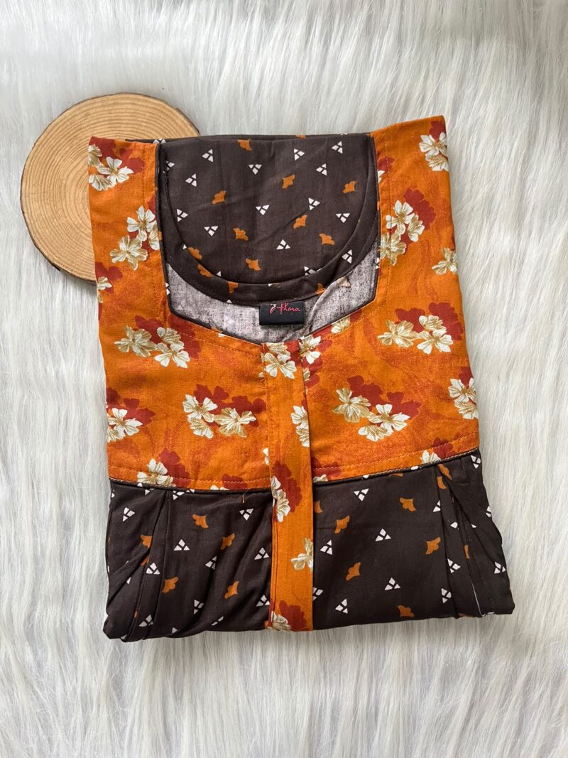 Cotton Feeding Nighty With Two Side Vertical Zip and Single Centre Zip