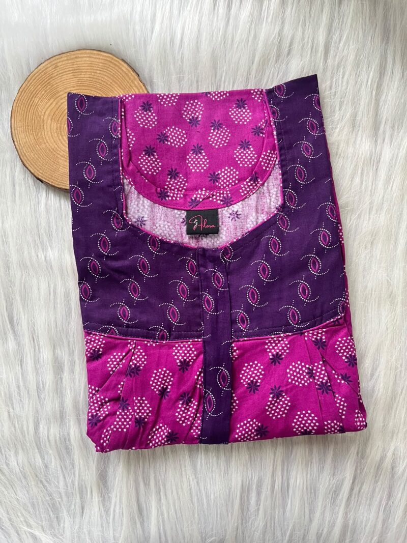 Cotton Feeding Nighty With Two Side Vertical Zip and Single Centre Zip