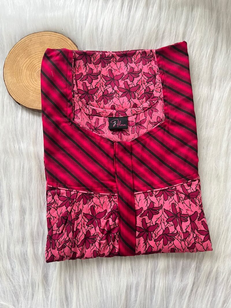 Cotton Feeding Nighty With Two Side Vertical Zip and Single Centre Zip