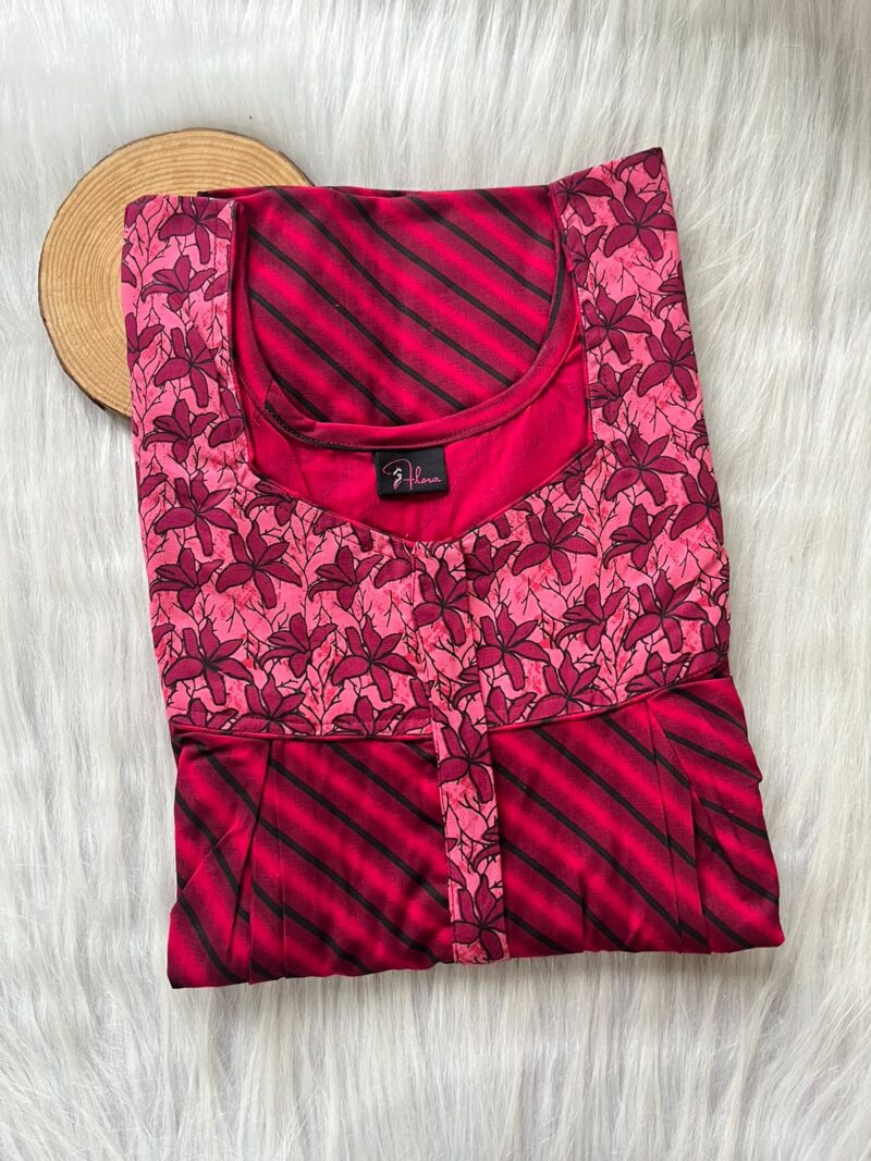 Cotton Feeding Nighty With Two Side Vertical Zip and Single Centre Zip