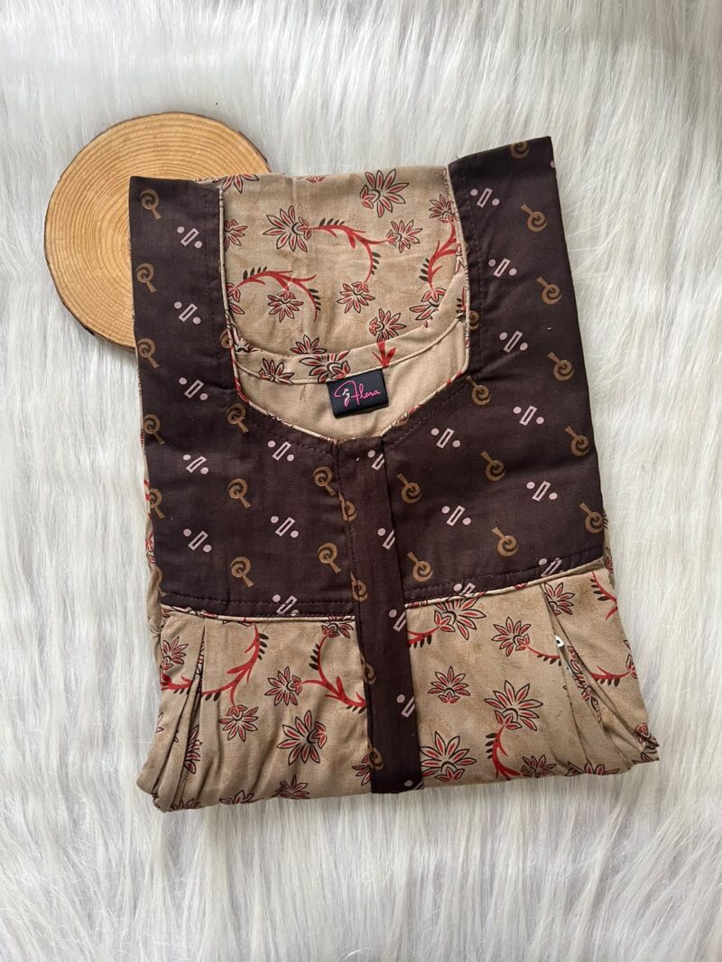 Cotton Feeding Nighty With Two Side Vertical Zip and Single Centre Zip