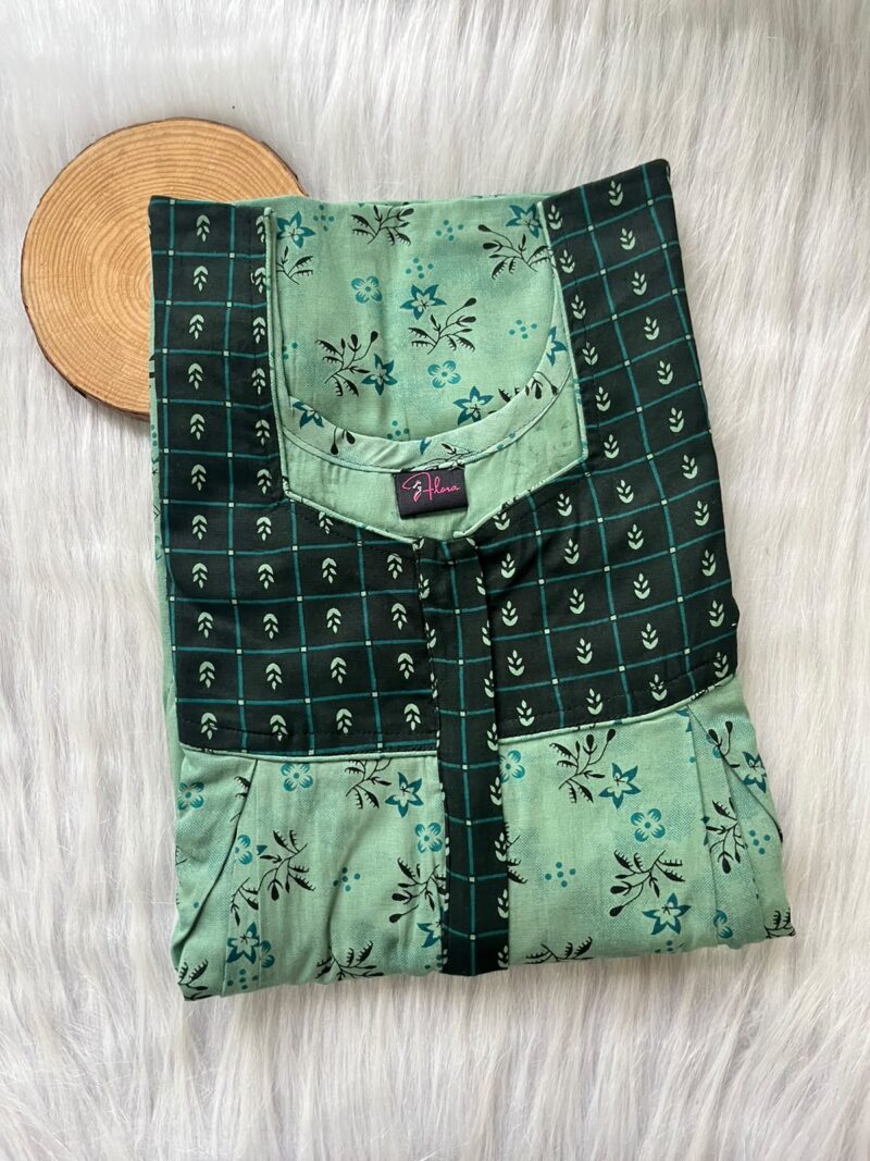 Cotton Feeding Nighty With Two Side Vertical Zip and Single Centre Zip