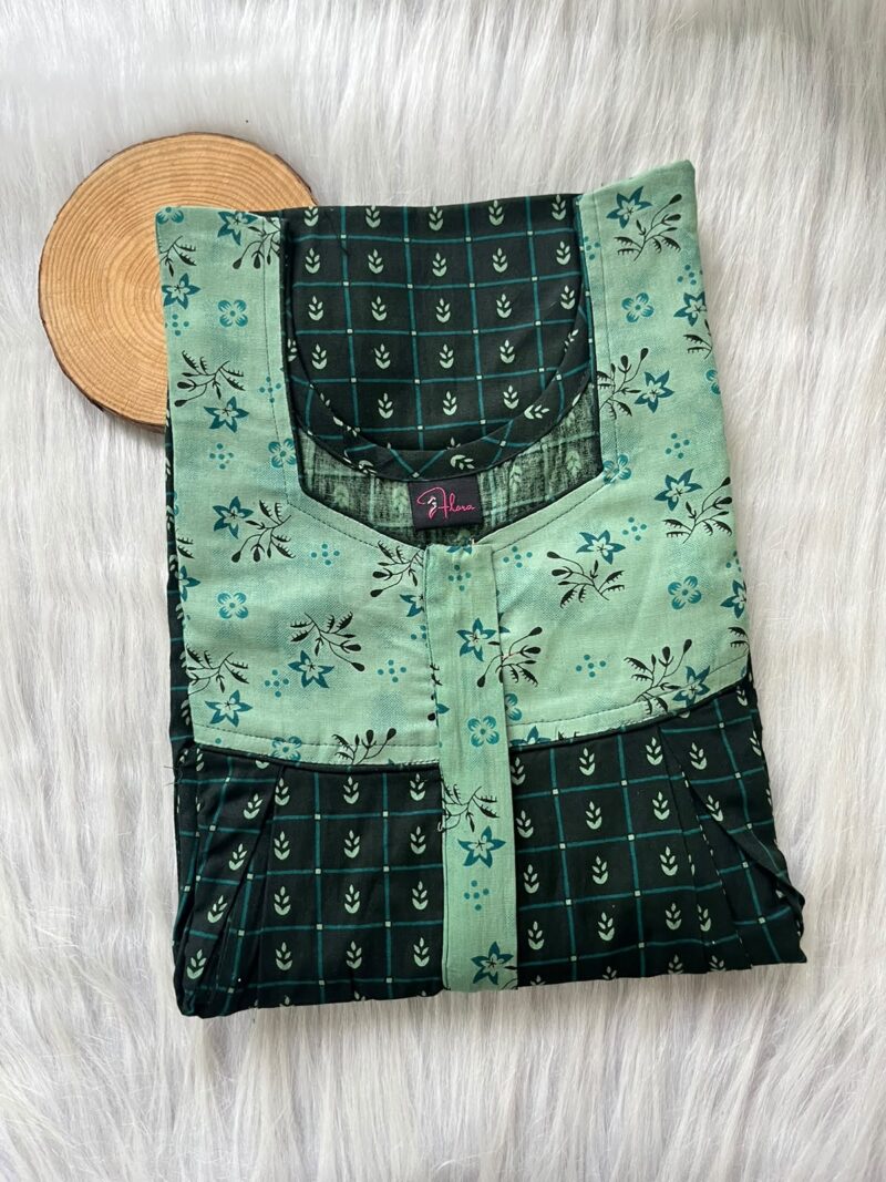 Cotton Feeding Nighty With Two Side Vertical Zip and Single Centre Zip