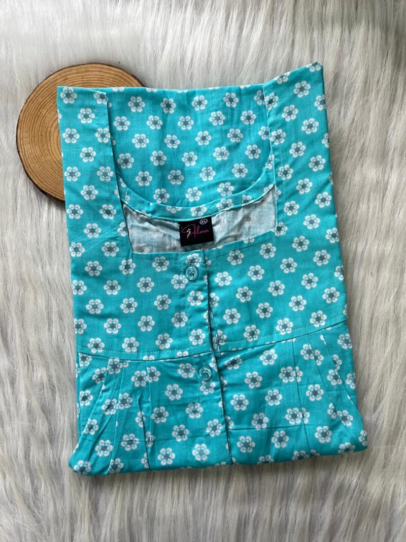 Plus Size Full Open Button Pleated Nighty