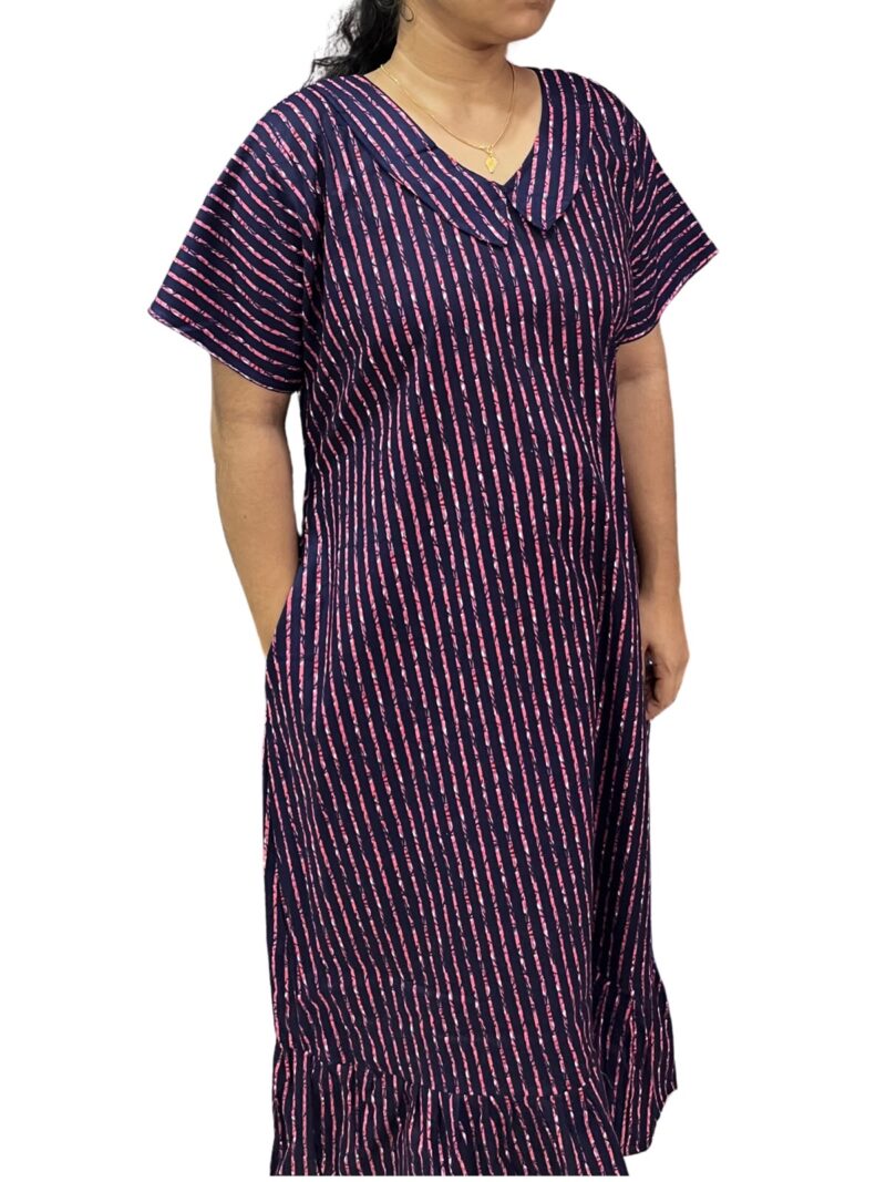 PLUS SIZE COTTON NON-FEEDING FROCK NIGHTY WITH PETER PAN COLLAR