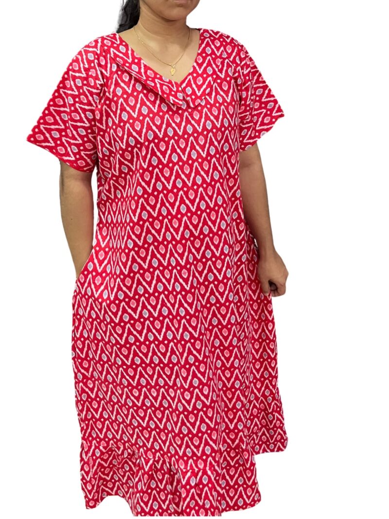 PLUS SIZE COTTON NON-FEEDING FROCK NIGHTY WITH PETER PAN COLLAR