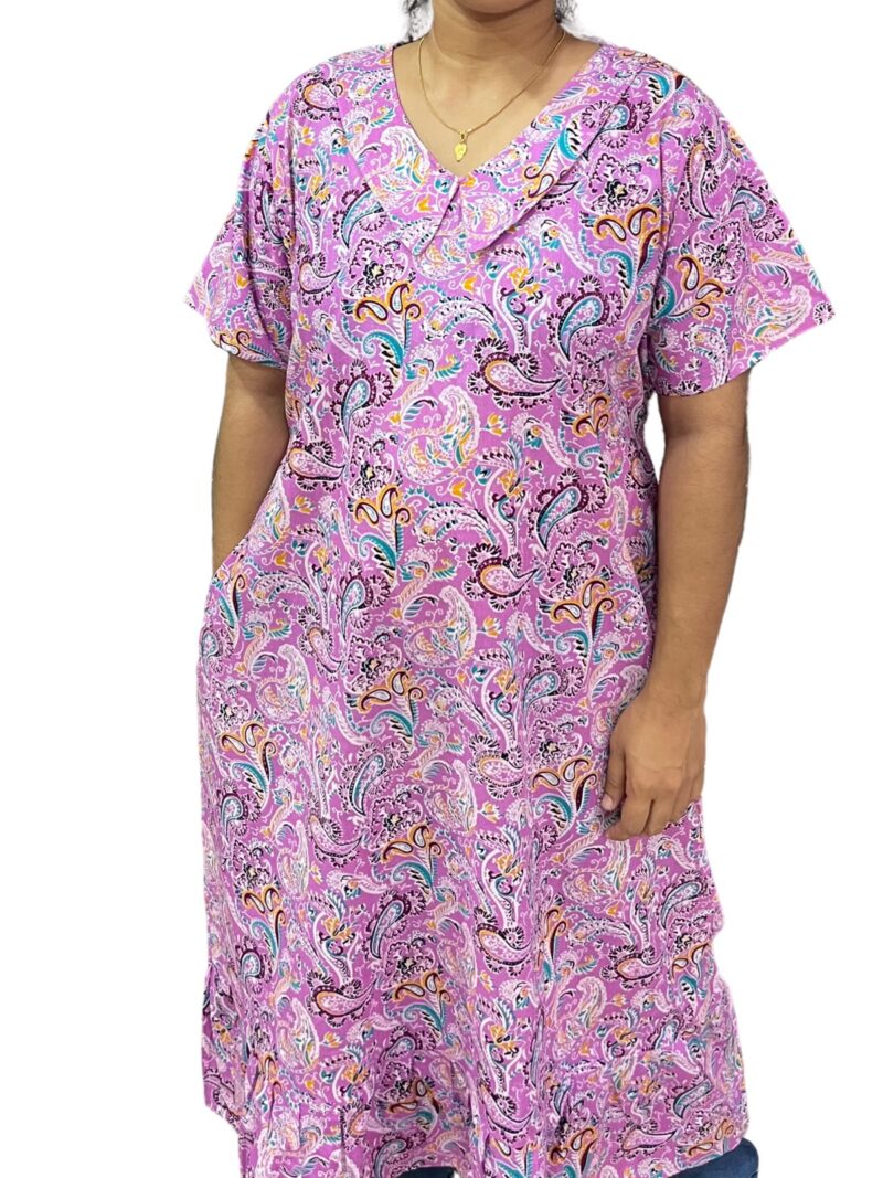 PLUS SIZE COTTON NON-FEEDING FROCK NIGHTY WITH PETER PAN COLLAR