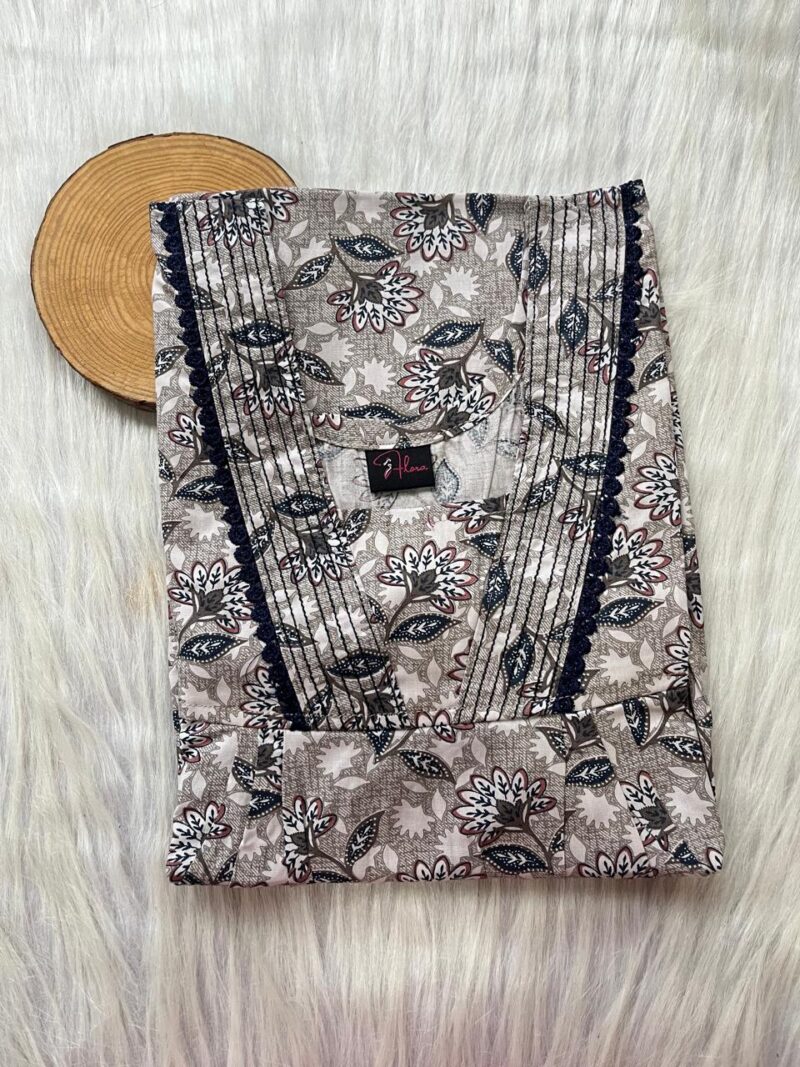 Pure Cotton V-Neck Pleated Nighty